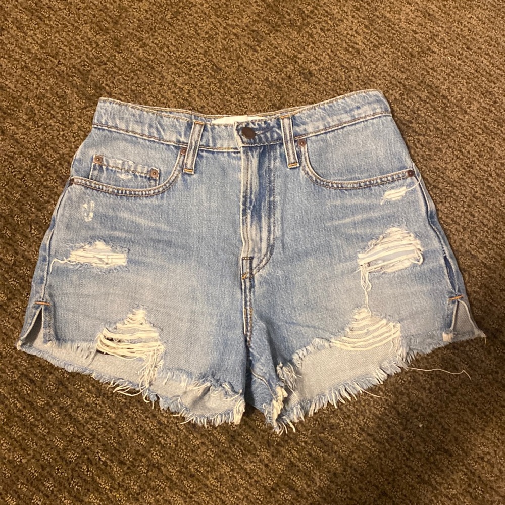 Nobody Denim Highboy Split Super High Rise Distressed Shorts